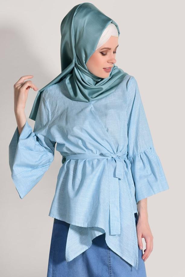 Vêtements hijab  STRIPE DETAIL BLOUSE 500082  - TRENDTESETTÜR