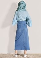 Hijab clothing BLUE STRIPE DETAIL BLOUSE 500082 