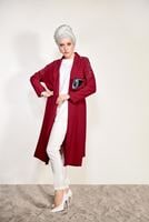 Tesettür giyim KIRMIZI BONCUK İŞLEMELİ CEKET 24751