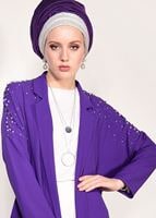 Tesettür giyim MOR BONCUK İŞLEMELİ CEKET 24751