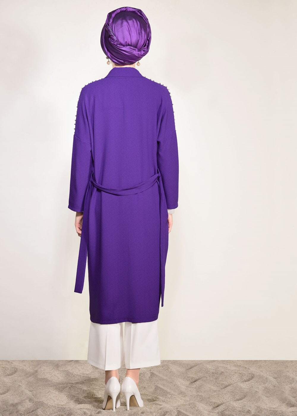 Tesettür giyim MOR BONCUK İŞLEMELİ CEKET 24751