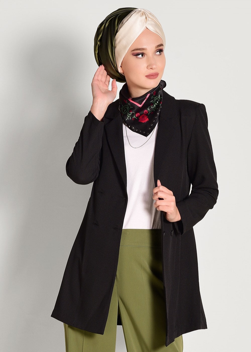 Tesettür giyim SİYAH KRUVAZE CEKET 38761