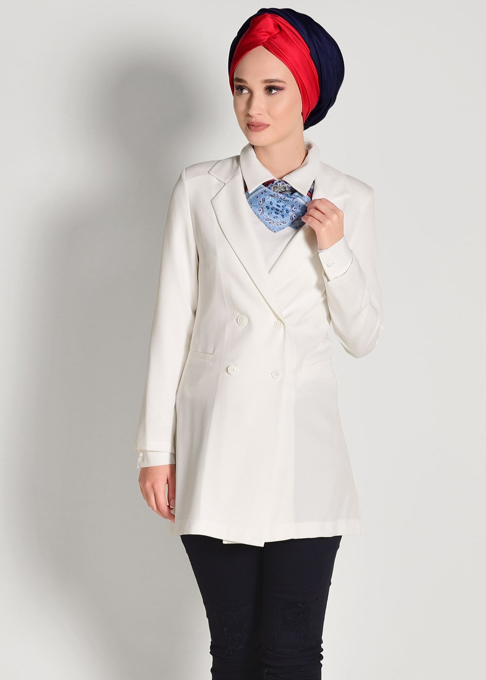 Tesettür giyim EKRU KRUVAZE CEKET 38761