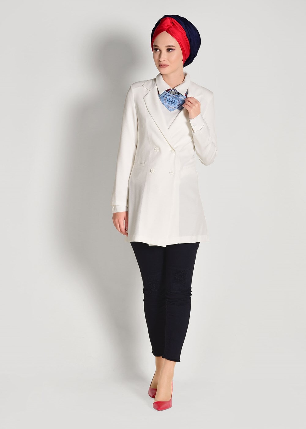 Tesettür giyim EKRU KRUVAZE CEKET 38761