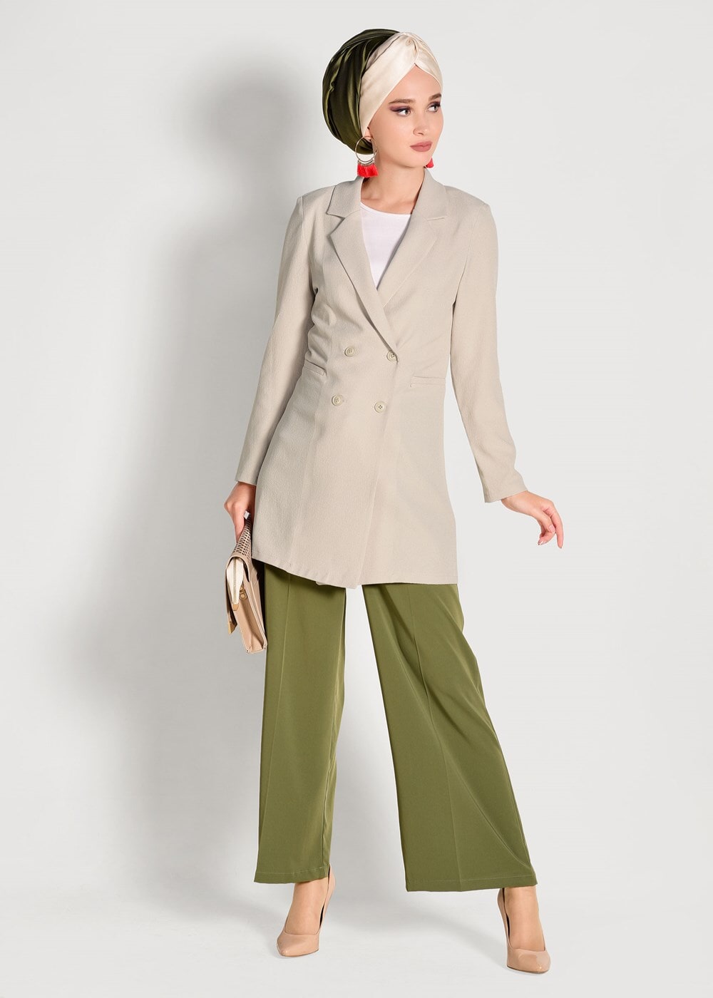 Tesettür giyim BEJ KRUVAZE CEKET 38761