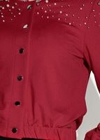 Tesettür giyim KIRMIZI BONCUK İŞLEMELİ KISA CEKET 49661