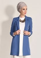 Tesettür giyim MAVİ FİLETOLU CEKET 52941 