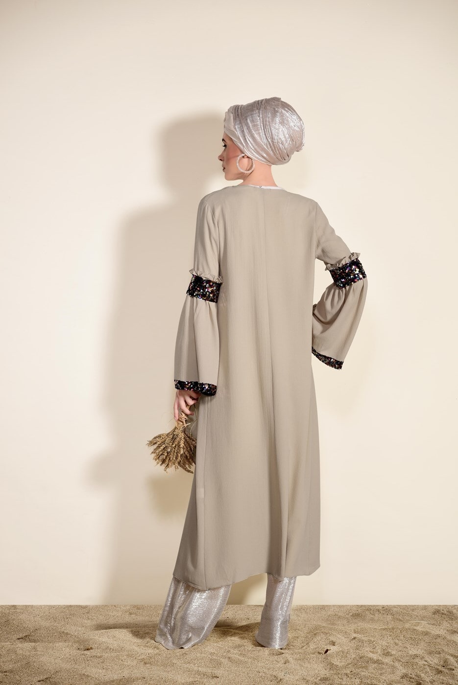 Tesettür giyim BEJ PUL İŞLEMELİ CEKET 0068 