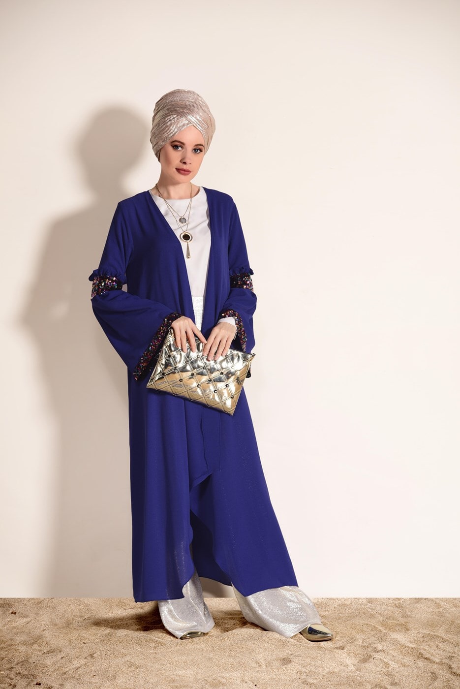 Tesettür giyim LACİVERT PUL İŞLEMELİ CEKET 0068 