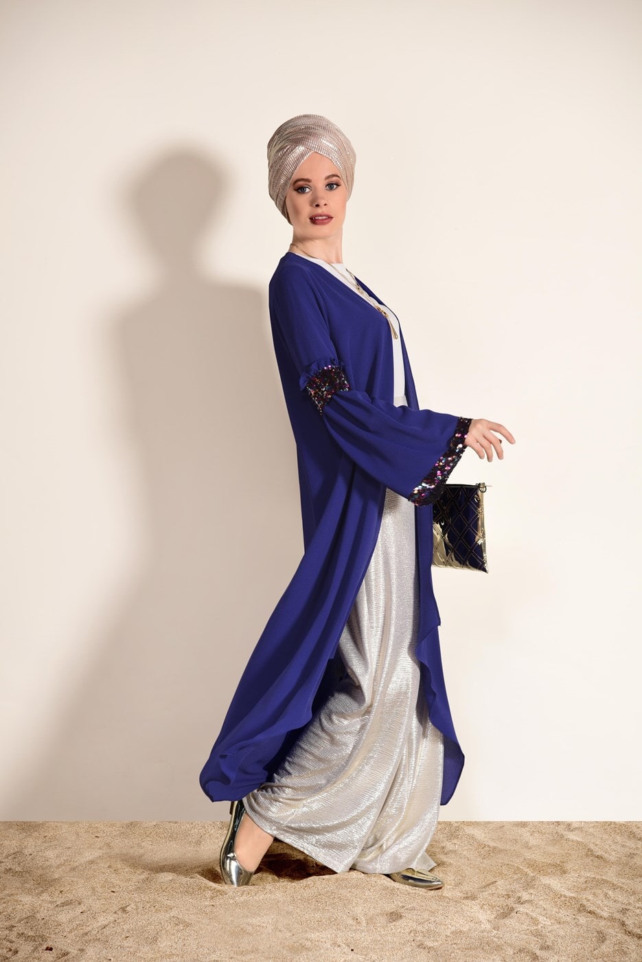 Tesettür giyim LACİVERT PUL İŞLEMELİ CEKET 0068 