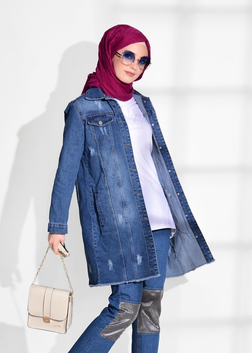 Hijab clothing NAVY BLUE SPORTS DENIM JACKET 0405 