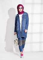 Hijab clothing NAVY BLUE SPORTS DENIM JACKET 0405 