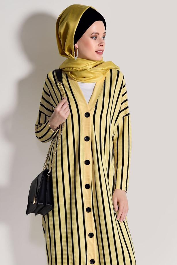 Vêtements hijab  STRIPED BUTTONED JACKET 1146  - TRENDTESETTÜR
