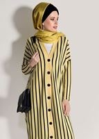 Vêtements hijab JAUNE VESTE À RAYURES À BOUTONS 1146