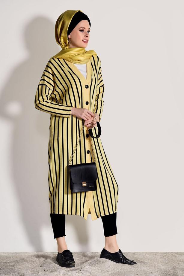 Vêtements hijab  STRIPED BUTTONED JACKET 1146  - TRENDTESETTÜR