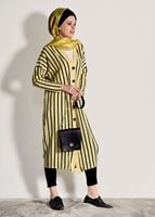Vêtements hijab JAUNE VESTE À RAYURES À BOUTONS 1146