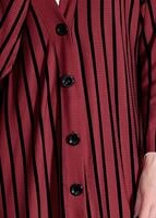 Tesettür giyim BORDO ÇİZGİLİ DÜĞMELİ CEKET 1146 