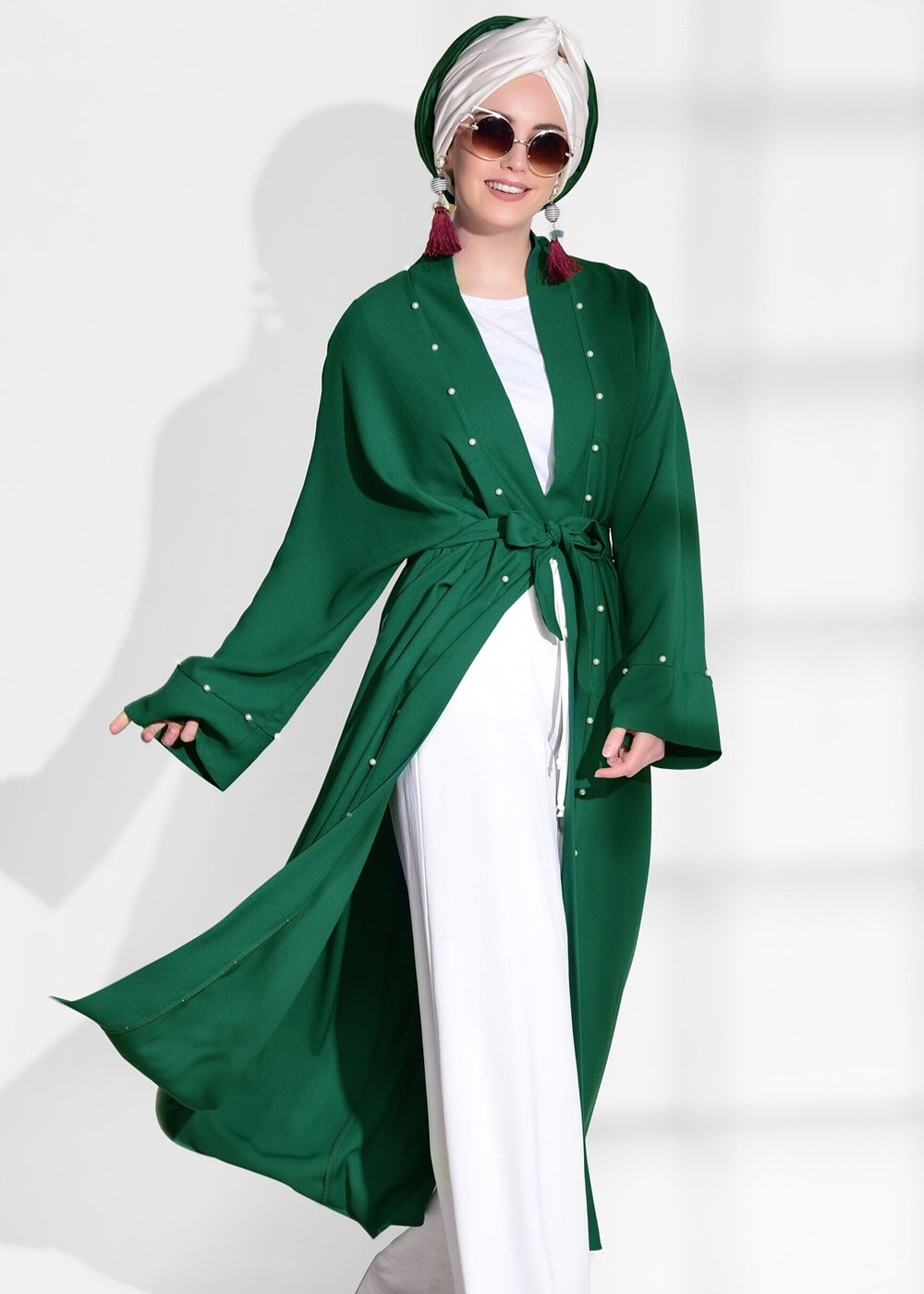 Tesettür giyim YEŞİL İNCİ DETAYLI CEKET 2875 