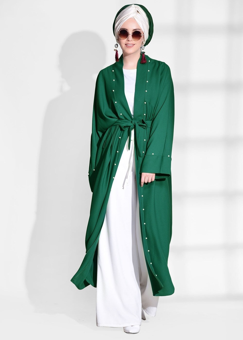 Tesettür giyim YEŞİL İNCİ DETAYLI CEKET 2875 