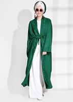 Tesettür giyim YEŞİL İNCİ DETAYLI CEKET 2875 