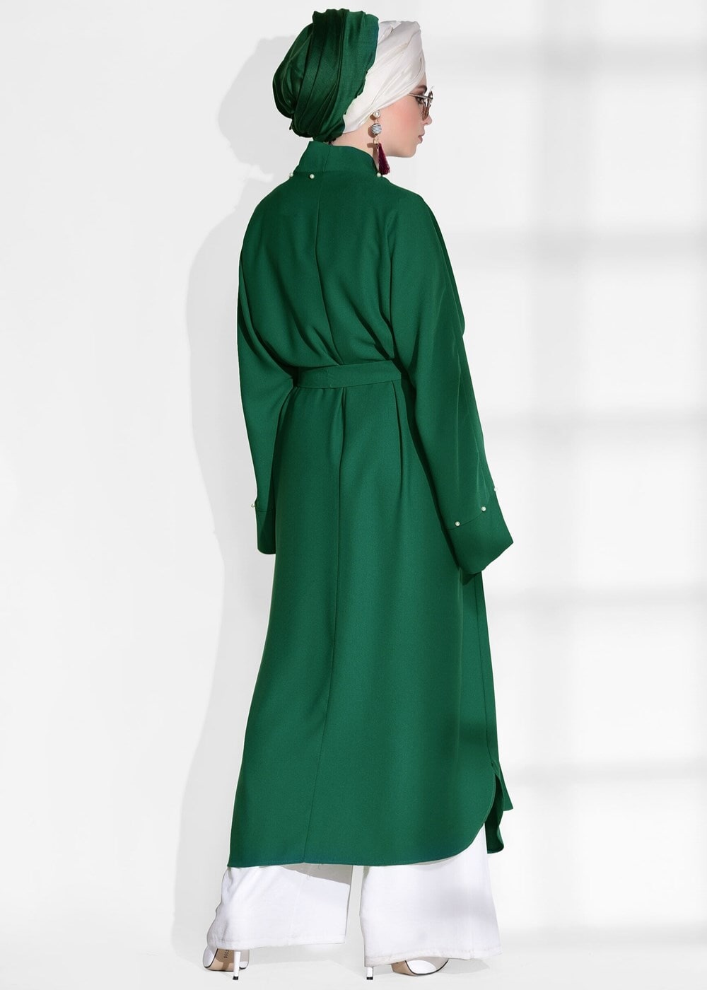 Tesettür giyim YEŞİL İNCİ DETAYLI CEKET 2875 