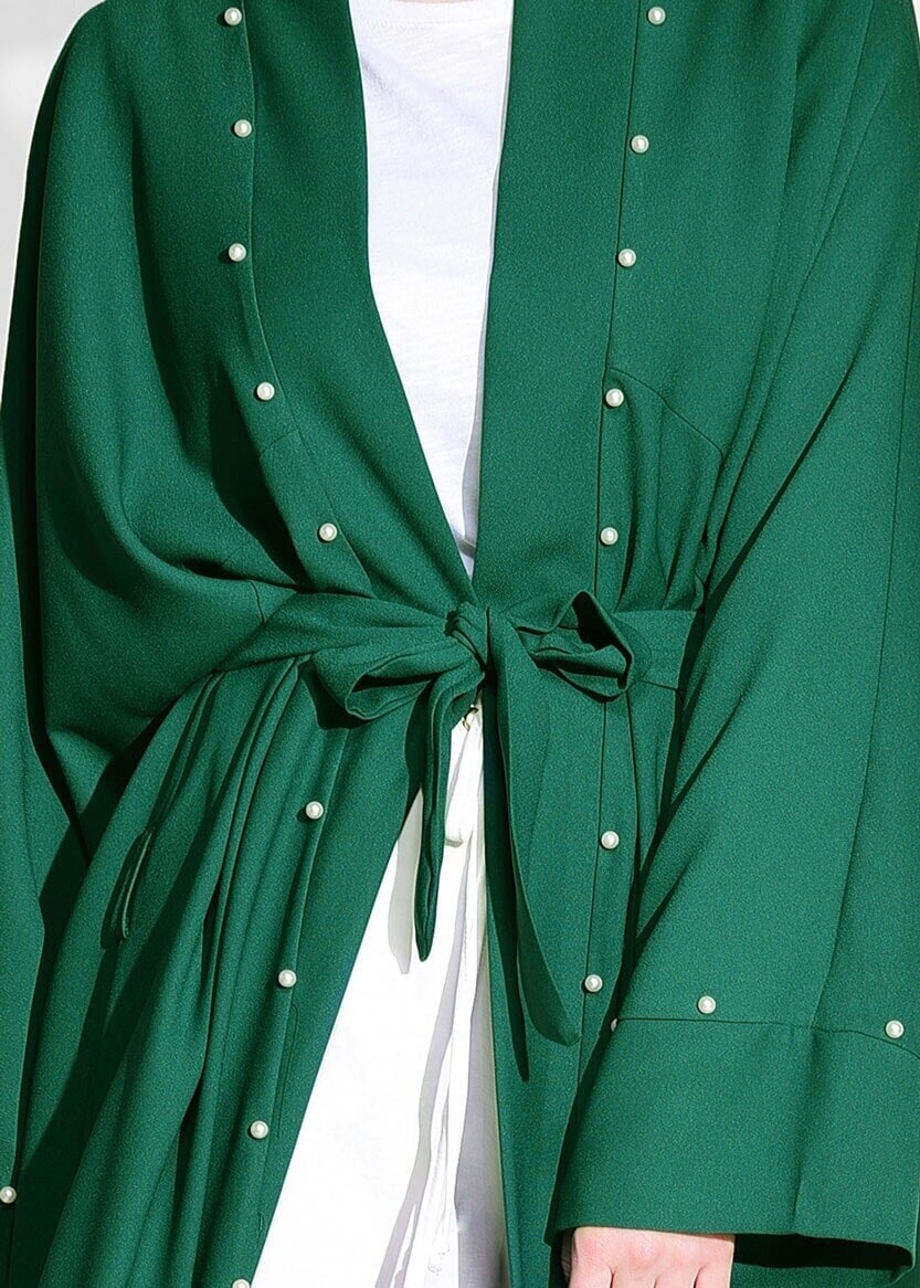 Tesettür giyim YEŞİL İNCİ DETAYLI CEKET 2875 