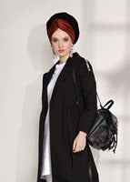 Hijab clothing BLACK DOUBLE BREASTED SPORTS JACKET T 4008 