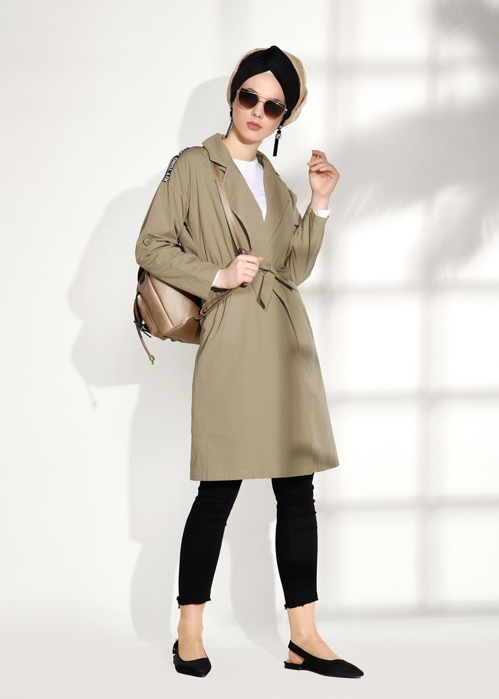 Tesettür giyim KAHVE T 4008 Lvr-Kruvaze Yaka Spor Ceket