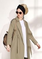 Tesettür giyim KAHVE T 4008 Lvr-Kruvaze Yaka Spor Ceket