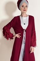 Tesettür giyim KIRMIZI PÜSKÜL DETAYLI CEKET 4068 