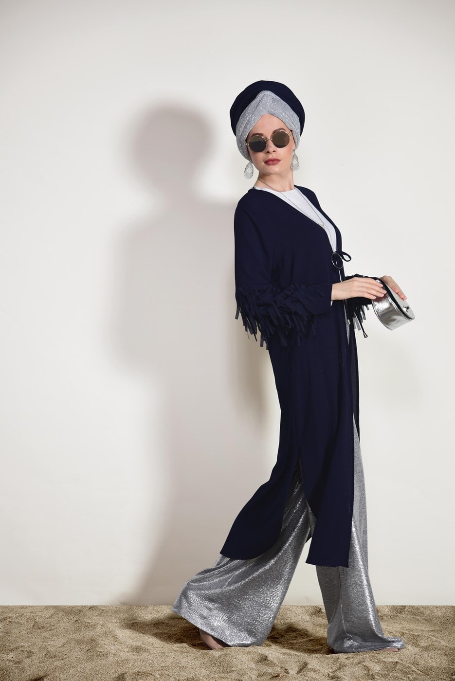 Tesettür giyim LACİVERT PÜSKÜL DETAYLI CEKET 4068 