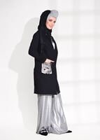 Hijab clothing BLACK SEQUINED POCKET DETAIL CARDIGAN 4494 