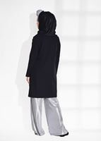 Hijab clothing BLACK SEQUINED POCKET DETAIL CARDIGAN 4494 