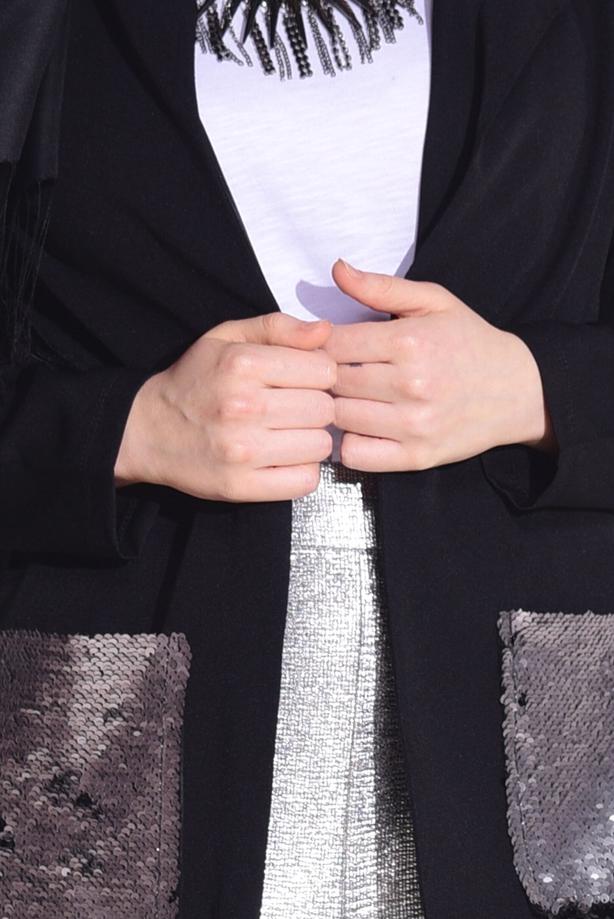 Hijab clothing  SEQUINED POCKET DETAIL CARDIGAN 4494  - TRENDTESETTÜR