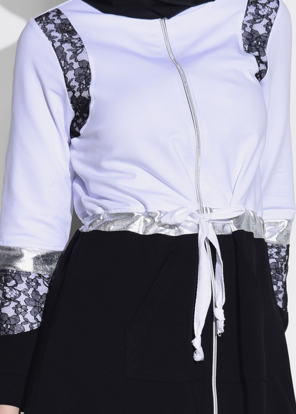 Tesettür giyim SİYAH DANTEL DETAYLI SPOR CEKET 5018 