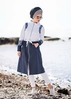 Tesettür giyim LACİVERT DANTEL DETAYLI SPOR CEKET 5018 