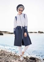 Tesettür giyim LACİVERT DANTEL DETAYLI SPOR CEKET 5018 