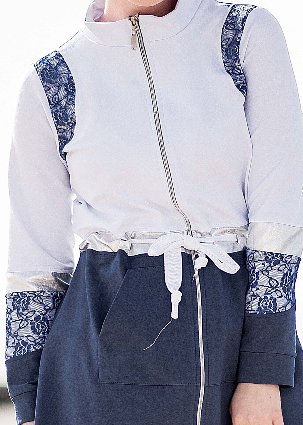 Tesettür giyim LACİVERT DANTEL DETAYLI SPOR CEKET 5018 