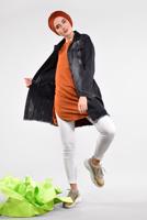 Hijab clothing BLACK  COTTON DENIM JACKET 5047