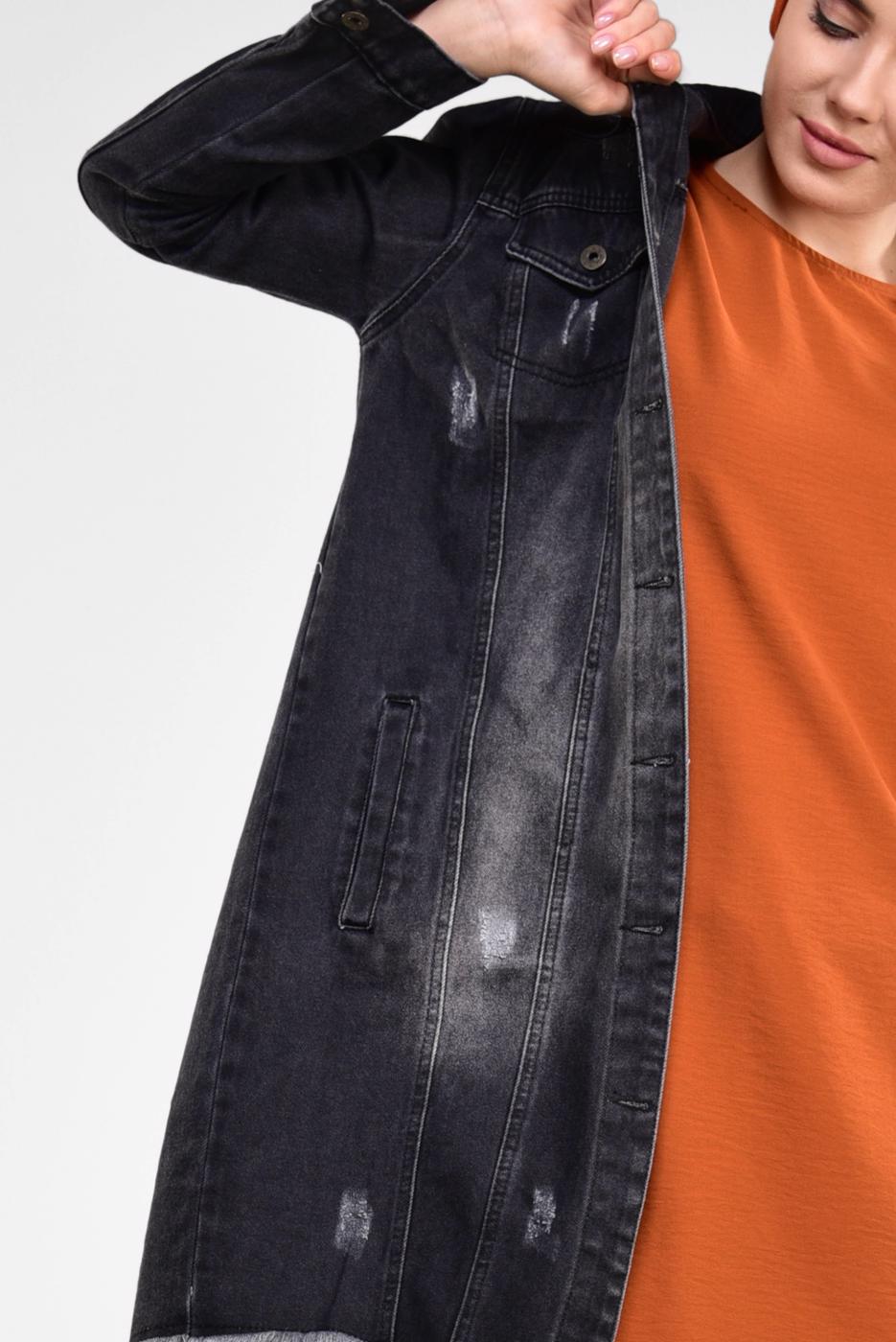 Hijab clothing BLACK  COTTON DENIM JACKET 5047