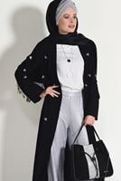 Vêtements hijab NOIR CARDIGAN BOOTH AVEC FRANGES 5096