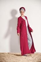 Hijab clothing RED FRINGE DETAIL BOOTH CARDIGAN 5096 