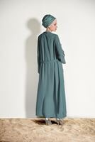 Tesettür giyim YEŞİL PÜSKÜL DETAYLI SALAŞ CEKET 5096 