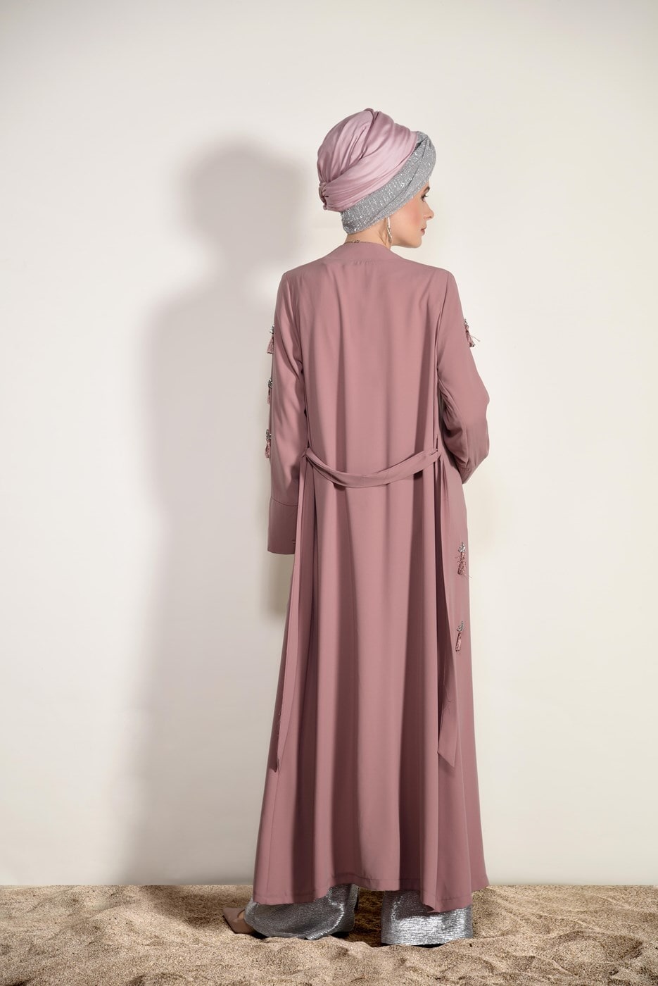 Tesettür giyim PEMBE PÜSKÜL DETAYLI SALAŞ CEKET 5096 