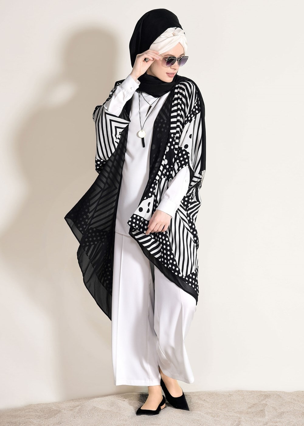 Vêtements hijab NOIR VESTE À POIS 6003