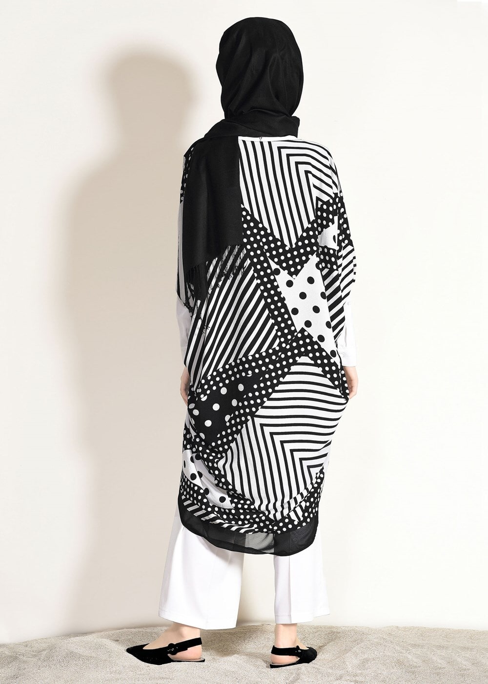 Vêtements hijab NOIR VESTE À POIS 6003