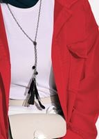 Tesettür giyim KIRMIZI PÜSKÜL DETAYLI DENİM CEKET 8126