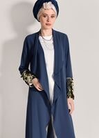 Tesettür giyim MAVİ PUL PAYET DETAYLI CEKET 8168 