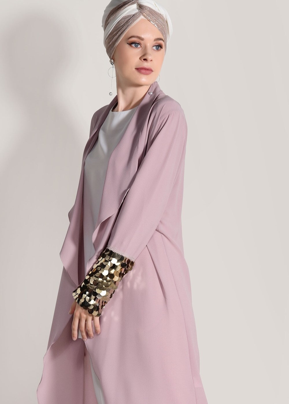 Tesettür giyim PUDRA PUL PAYET DETAYLI CEKET 8168 