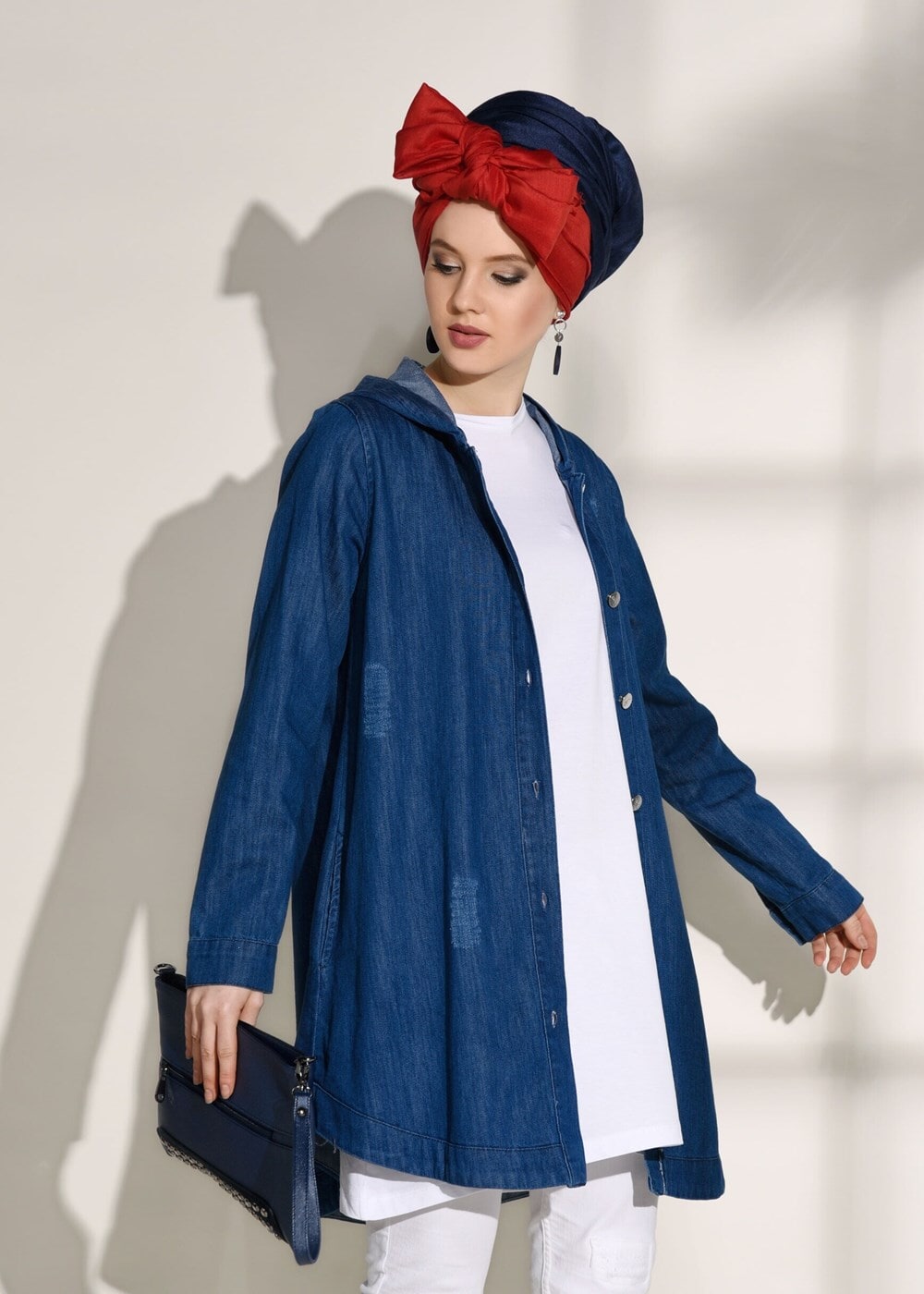 Tesettür giyim LACİVERT T 8226 Magazin-Denim Ceket